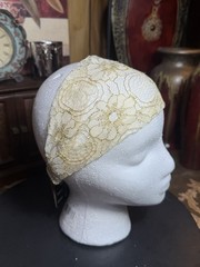 Gold Lace Headband Stretch Floral Boho Wedding Beauty Collection NWT