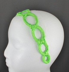 Green satin wrapped fabric 1 3/8″ wide headband oval chain link cut out pattern