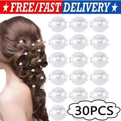 30Pcs Pearl Hair Clips Slide Bridal Accessory Geometric Snap Hairpins Barrette