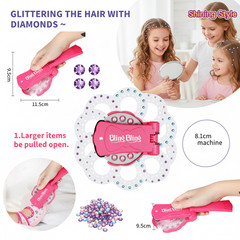 Shining Diamond Bling Hair Sparkle Stapler Machine Set 180 Gems for Decor Girls