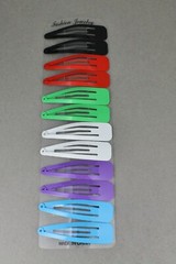 set pack of 12 metal hair accessory clips snap barrettes 2 5/8″ wide