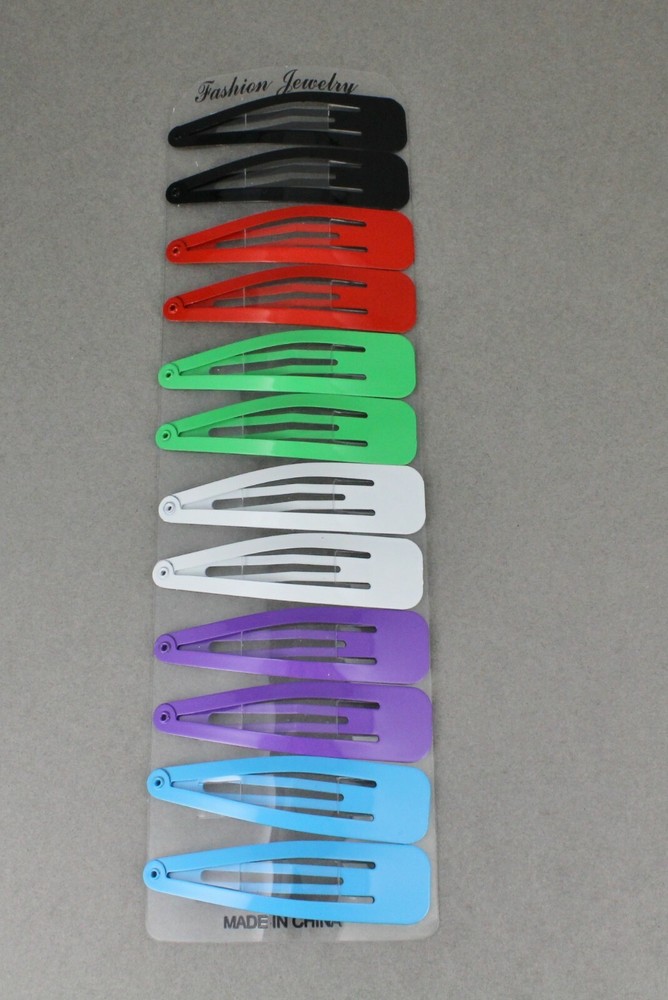 set pack of 12 metal hair accessory clips snap barrettes 2 5/8″ wide