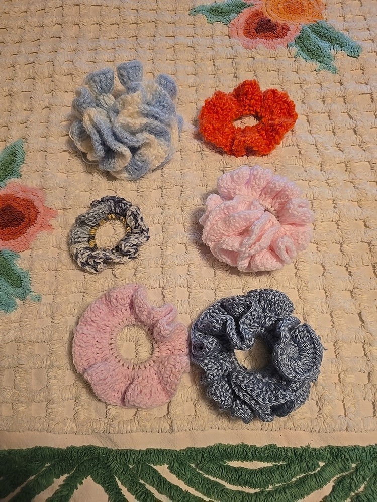 Set Of 6 New Handmade Crocheted Hair Ties