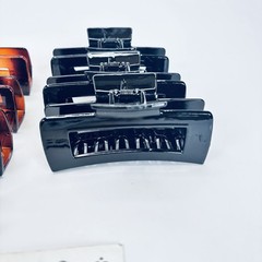 Medium Square Claw Hair Clips, 8 Pcs Transparent, Amber, Glossy Black