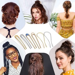 10 Metal U-Shape Oval Side Combs Hairpins Hair Fork Clips for Updos & Buns