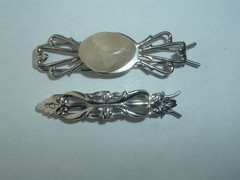 VINTAGE SMALL SILVER TONE METAL HAIR BARRETTES UP DO HAIR ACCESSORY