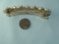 RHINESTONE & FAUX PEARL FLOWER HAIR BARRETTE HAIR ACCESSORY
