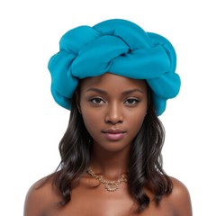 African solid color decoration sponge big Fried Dough Twists braid headband