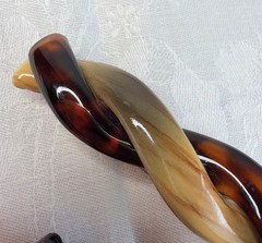 Braided Tortoise and Striped Celluloid Hair Barrette Vintage Goody – 2