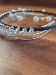 Lot Of 4 Metal Faux Pearl And Rhinestone Headbands All In Good Condition,…