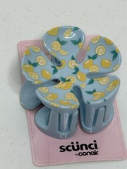 Scunci Lemon Print Claw Hair Clip Blue Yellow Citrus Hair Accessory