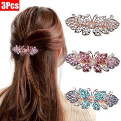 3P Multicolor Butterfly Hair Barrettes Sparkly Hair Clips Women Hair Accessories