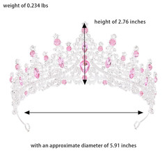 Pink Tiara for Women Crystal Queen Crowns Rhinestone Princess Silver
