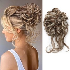Synthetic Messy Curly Hair Bun Elastic Scrunchie Fluffy Hair Piece for Women