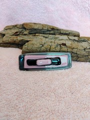 Glossy Fused Studio Art Glass French Barrette Clip In Pink, Black, And Gray. Med