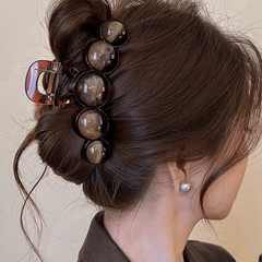 1Pc Fashion Pearl Large Simple Elegant Acrylic Hair Claw Hairpin, Suitable for P