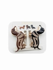 NWT ⚜️🤎⚜️ Natasha Dachshund Metal Hair Claw Clips Set of 2