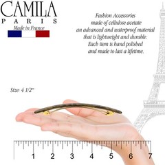 Camila Paris CP3251 French Hair Barrette Large Brown, Long Skinny Strong Grip