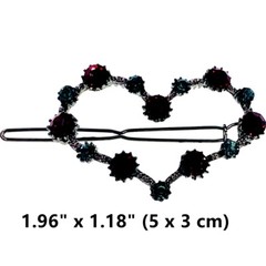 USA GEO HAIR CLIP HAIRPIN RHINESTONE CRYSTAL HEART CIRCLE STAR SQUARE BLACK GRAY