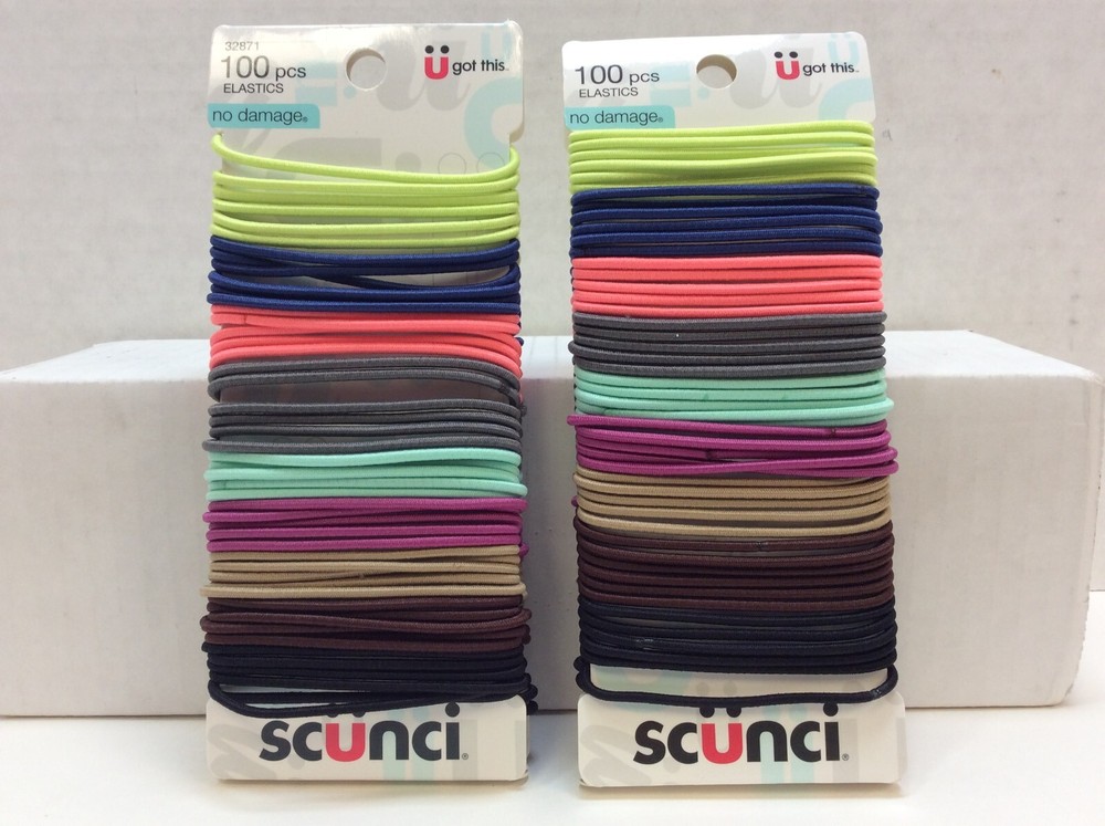 SCUNCI Hair Elastics No Damage, U Got This, Assorted Colors – 200 Pieces