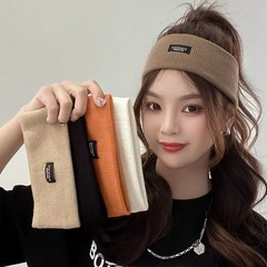 Women Winter Broadside Headband Solid Color Knitted Warm Headwrap Girls Punk Ela