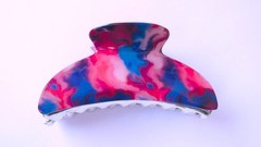 Hot pink turquoise blue purple marbled hair claw clip