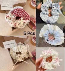 5 Pcs/Set Large Intestine Hair Band High Quality Satin Hair Rope Accessory Women