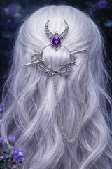 Crescent Witchy Viking Crystal HAIR PIN ♡ Bohemian Faerie Druid Fantasy COSPLAY!