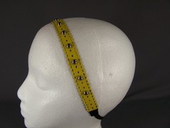 Yellow faux leather rivet grommet ball stud headband stretch elastic studded