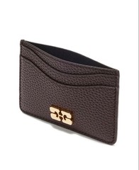 GANNI Bou Card Holder Grained Dark Brown Multiple Card Slots