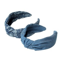 3 PCS Denim Knot Headband Wide Blue Non Slip Fabric Hair Accessories