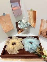 3Pcs Handmade Fabric Scrunchies Soft Elastic Hair Ties Ponytail Holder