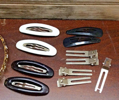 Hair Accessory Collection Lot of 12 Large & Small Clips Metal Flowers Headband