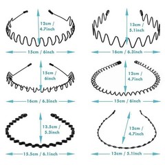 6 PCS Metal Hair Headband Wave Style Hoop Band Comb Sports Hairband Men Women