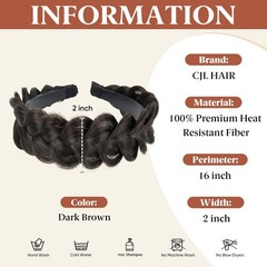 Wide Braided Headbands Hair Piece for Women Synthetic Hair Hoops Head Bands