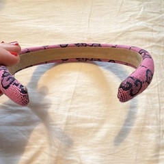 Women’s Pink & Black Padded Fabric Headband with Logo Print, Casual Wear
