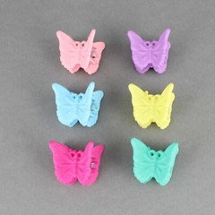 6 butterfly small hair clips barrette clip set of 6 multi color 3/4″ wide