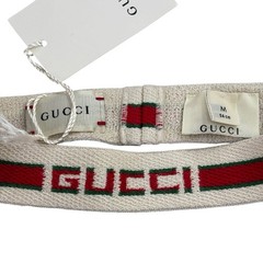 GUCCI Headband Hairband Web Stripe Logo Ivory White Size M 54cm Elastic Italy