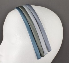 pack of 4 thin skinny satin headband hair band 3/8 wide Light grey medium gray