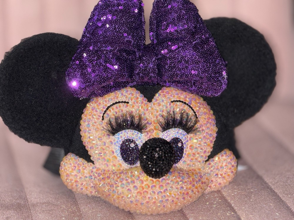 Vintage Disney Minnie Mouse Purple Sequin Bow Decorative hat for Women Teens