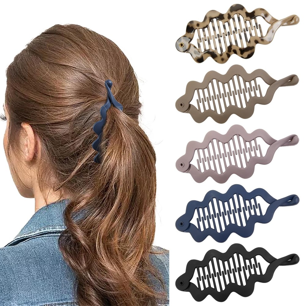 TEBIEKOY Large Hair Claw Clips Set for Women, 1 Count (Pack of 5), Multicolor