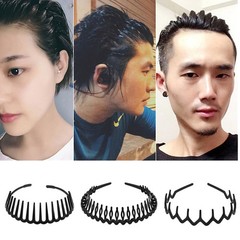 Malijnxin 3 Pack Wavy Claw Headbands with clips, Hair clip Headbands, black