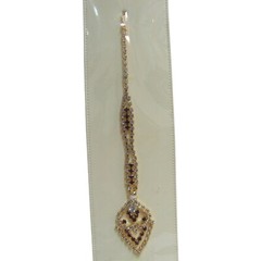 Indian Gold-Toned w/ Rhinestones Forehead Accessory Maang Tikka #7