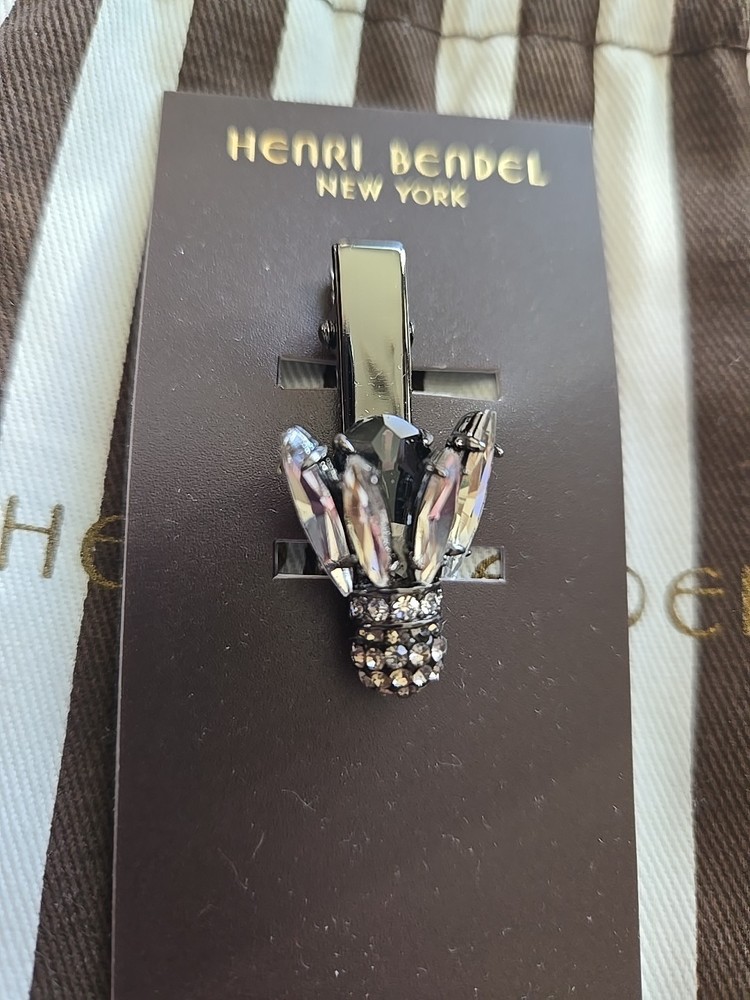 Henri Bendel Swarovski Crystal Black Clear Fly Hair Clip BNWT