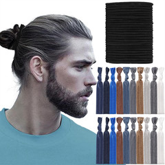 Mens No Damage Knotted Elastic Fabric Hair Ties – Flat Ribbon Ponytail Holders f