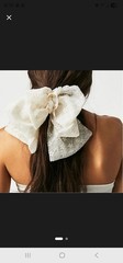 NWT Free People The Dreamers Lace embroidered Floral Bow Hair Tie White Wedding