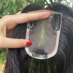 Durable Mono Base 100% High Quality Remy Human Hair Topper Piece Clip in 10″~12″