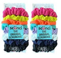 LOT OF 2 SCUNCI The Original Scrunchie SET OF 16 Small Ribbed Hairbands – MULTI