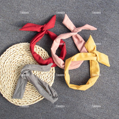 , 9 Pack Solid Color Twist Bow Headband Wired Hair Tie Wire Headbands Rabbit Ear