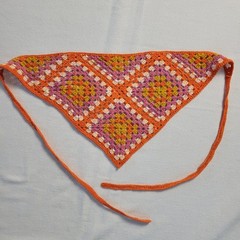 Anthropologie Crochet Granny Square Hair Bandana Orange Pink Triangle Headscarf
